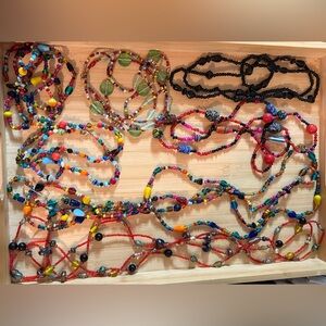 Colorful Beaded Necklace Bundle Lot of 9 Small Beads with Large Beads Long